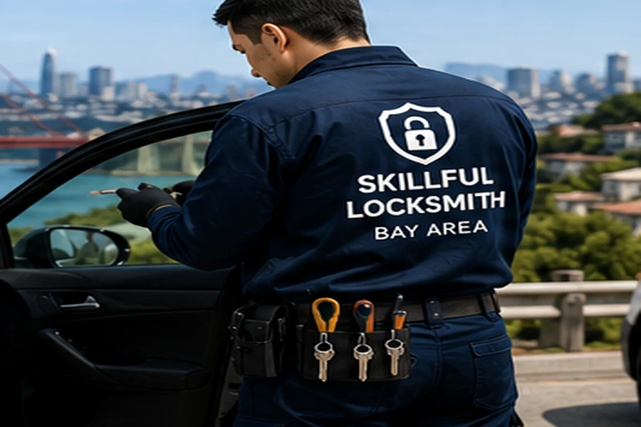 Bay Area mobile locksmith working on a vehicle